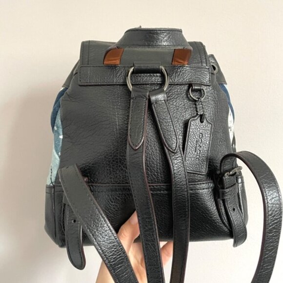 Coach Canyon Quilt Denim Patchwork Turnlock Rucksack Backpack - Picture 13 of 16